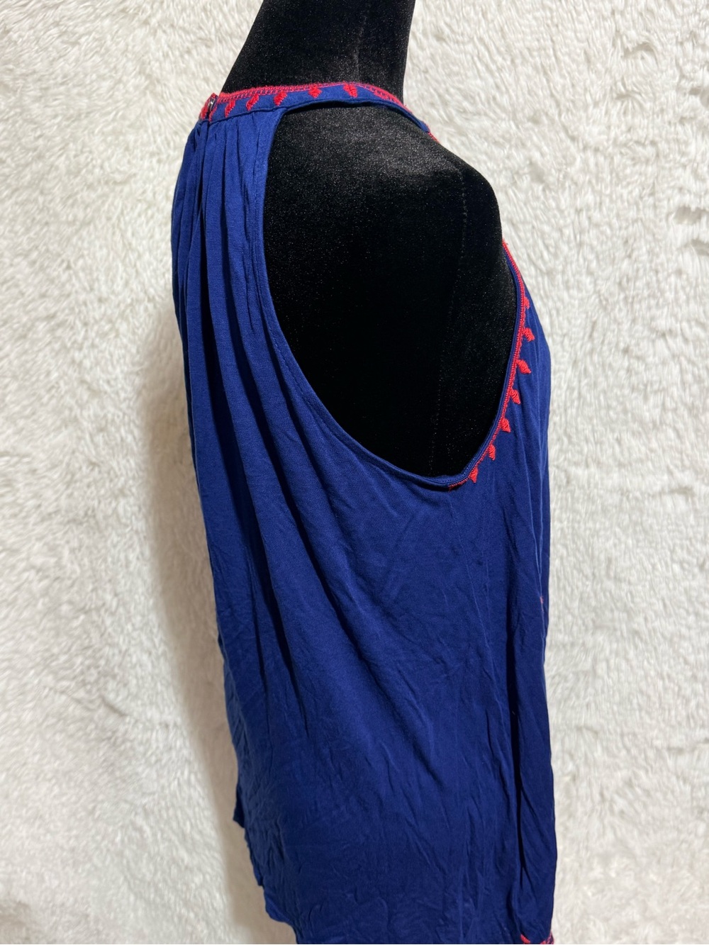 LOFT Blue Halter Tank with Red Embroidery - Picture 4 of 6